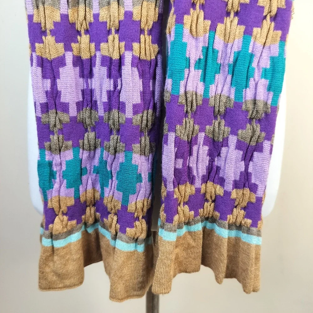 Echo‎ Knit Scarf 66 x 8 Colorful Geometric Boho Eclectic Purple Multi Maximalist